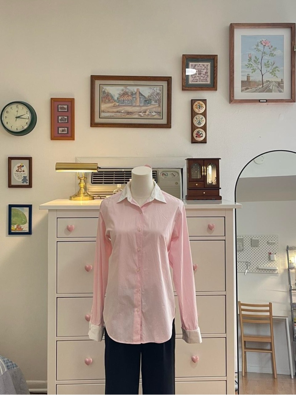 Brooks Pink Shirt with White Collar and Cuffs